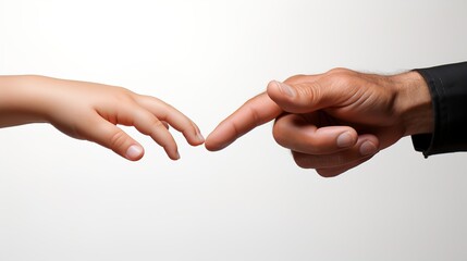two hands holding each other with clipping path