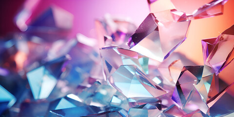  Neon Crystal Image,Holographic background with glass shards. Rainbow reflexes in pink and purple...