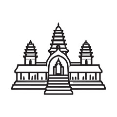 line illustration of Angkor Wat Temple