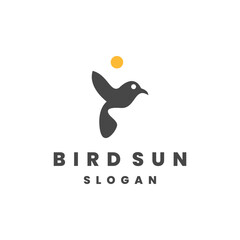 Bird sun Logo Concept Design Template Element Vector Illustration.