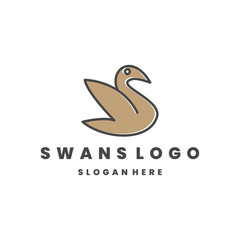 Swans Logo Concept Design Template Element Vector Illustration.