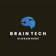 Brain tech Logo Concept Design Template Element Vector Illustration.