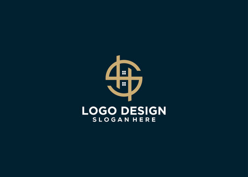 letter SH company name logo illustration