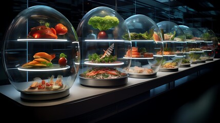 Futuristic and innovative food tech displays