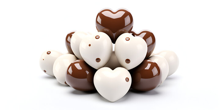 Chocolate Pralines Texture Background Cocoa ,chocolate easter eggs on white,3d Illustration .AI Generative 