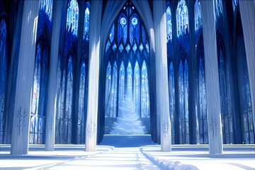 雪の国の聖堂ステンドグラス - obrazy, fototapety, plakaty
