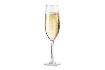 A glass of champagne on a white transparent background
