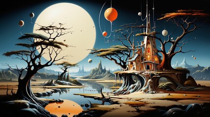 Obraz premium halloween background with castle