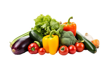 Pile of assorted vegetables on a white transparent background