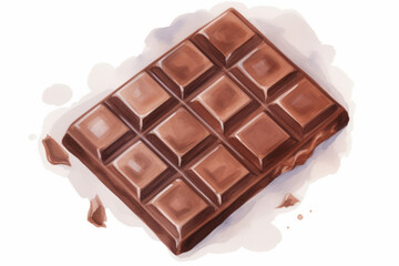 Watercolor hand-painted style delicious chocolate on white background