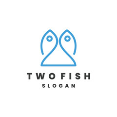 Two fish Logo Concept Design Template Element Vector Illustration.