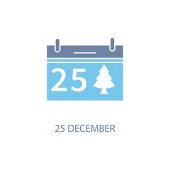Christmas Calendar 25 December concept line icon. Simple element illustration. Christmas Calendar 25 December concept outline symbol design.