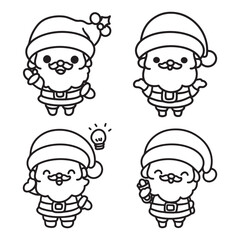 Merry Christmas of cute Santa Claus on white background. coloring book.	