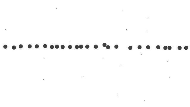 Small circles or atoms lined up in a row. There are smaller particles around them.
