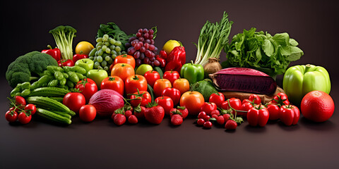 vegetables on a light  background.Health food for fitness concept with immune boosting properties with fruit, vegetables, .AI Generative 