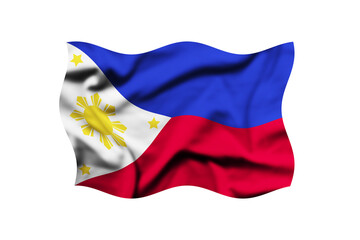 Waving the flag of the Philippines isolated on a transparent background,  With clipping path included,