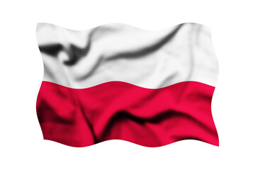 Waving the Poland flag isolated on a transparent background, 3d rendering. Clipping path included