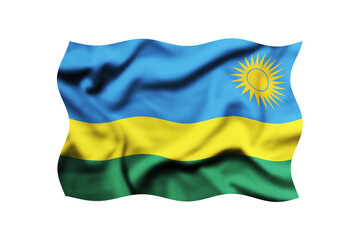 Rwanda waving flag isolated on transparent, extreme closeup. Clipping path included