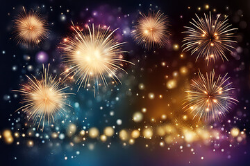 Firework background,Abstract Christmas and new year background with bokeh light background design concept