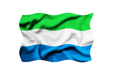 Sierra Leone flag blowing in the wind, Sierra Leone flying flag, Clipping path included