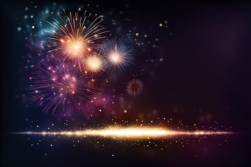 Naklejka premium Firework background,Abstract Christmas and new year background with bokeh light background design concept