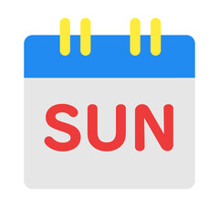 曜日、日曜日を表すカラースタイルのアイコン