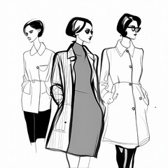 
"Fashion Illustration, Stylish Attire"