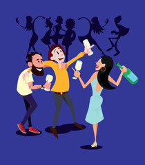 Festive friends Gathering at the disco Dancefloor. New year's eve.