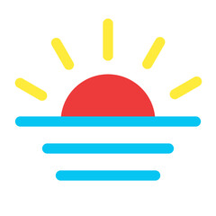 一日、太陽を表すカラースタイルのアイコン