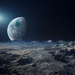Naklejka na ściany i meble View of earth from the moon