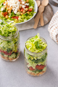 Meal prep for lunch, healthy salad in a jar