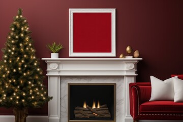 Christmas Theme Red Frame Mockups. Generative AI.