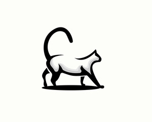 abstract drawn art walking cat silhouette logo design template illustration inspiration