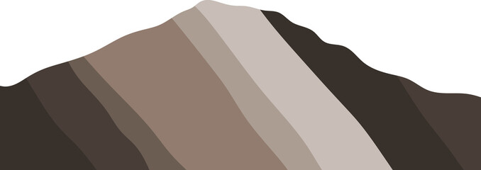 Brown layered mountain. Bedded hill. Sedimentary strata.