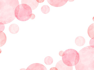 水玉模様の水彩フレーム ピンク - obrazy, fototapety, plakaty