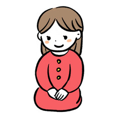 正座をする女性のイラスト