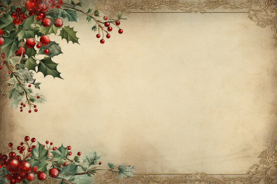paper christmas background with flowers