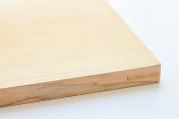 wooden cutting board isolated on white background, plank wood in the kitchen