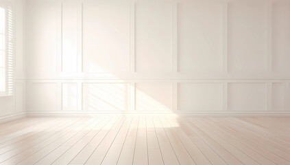 White room with a window and wooden floor