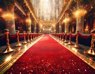 Spectacular Splendor: A Dazzling Night on the Luxury Red Carpet, Digital art.