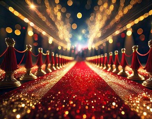 Spectacular Splendor: A Dazzling Night on the Luxury Red Carpet, Digital art.
