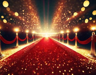 Spectacular Splendor: A Dazzling Night on the Luxury Red Carpet, Digital art.