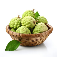 Obraz premium cherimoya in basket isolated on white background