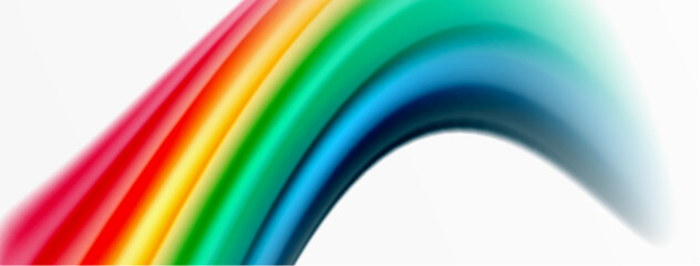 Rainbow color silk blurred wavy line background on white, luxuriously vibrant visually captivating backdrop. Stunning blend of colors reminiscent of rainbow, silky and gracefully blurred wavy pattern