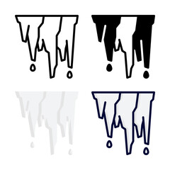 Stalactite icon set style collection in line, solid, flat, flat line style on white background