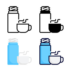 Hot water bottle icon set style collection in line, solid, flat, flat line style on white background