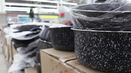 Modern nonstick pans in store