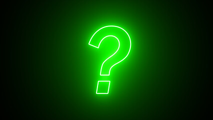 Neon glowing question mark sign, icon. Futuristic glowing question mark. Neon sign in the shape of a question mark.