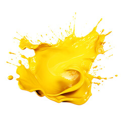 yellow liquid splash isolated on transparent background