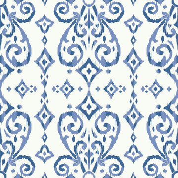 Floral Vintage Seamless Pattern For Retro Wallpapers. Enchanted Vintage Flowers. Frozen Elsa Winter Inspired. Design For Wrapping Paper, Wallpaper, Fabrics And Fashion Clothes. Ikat Pattern.